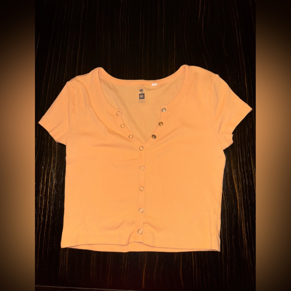 PacSun Orange Cropped Button Down Shirt